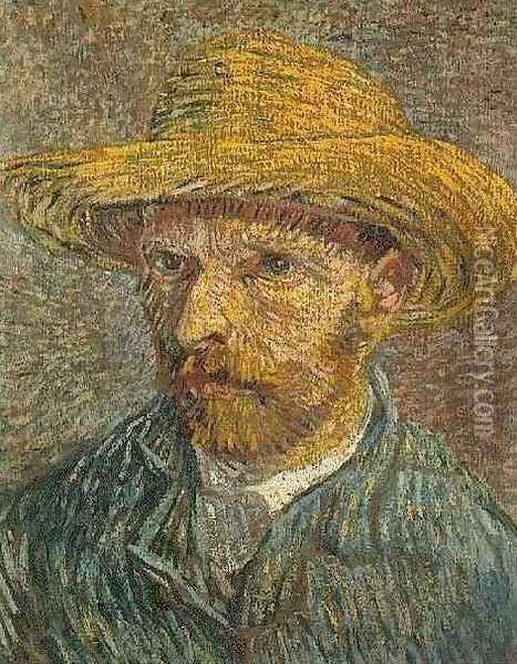 Self Portrait with Straw Hat 3 Oil Painting - Vincent Van Gogh