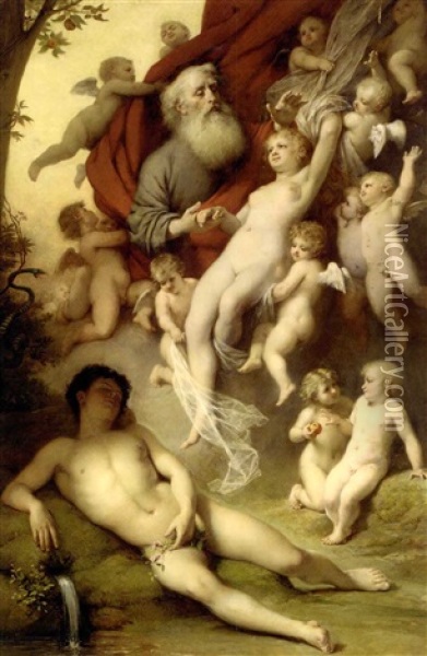 The Birth Of Eve Oil Painting - Friedrich Karl Steinhardt