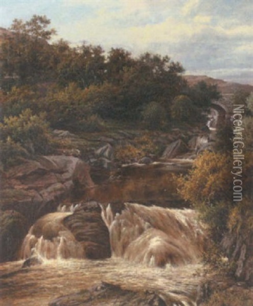 Cyfing Falls, Capel Curig Oil Painting - William Henry Mander
