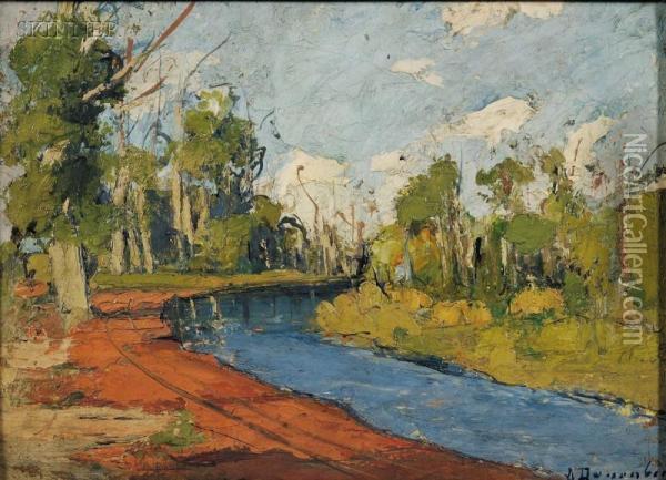 River Landscape Oil Painting - Alice Dannenberg