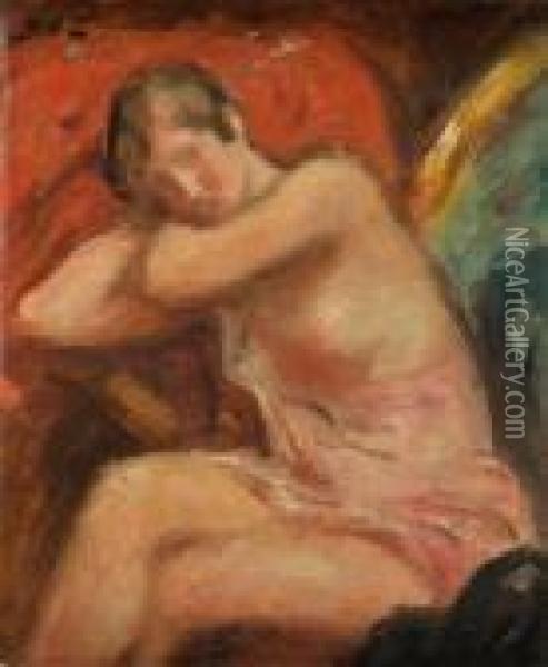 Nu Feminin Assis Oil Painting - Georges dEspagnat