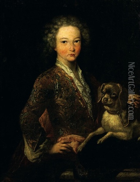 Portrait D'enfant Et Son Chien Oil Painting - Giovanni Maria Delle Piane