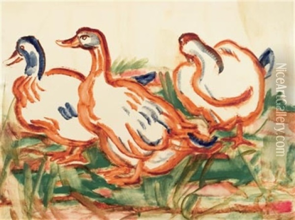 Drei Enten Oil Painting - Christian Rohlfs