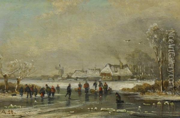 Eisvergnugen Oil Painting - Adolf Stademann