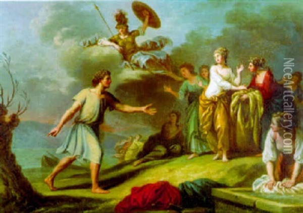 Ulysse Et Nausicae Sur L'ile De Corcyre Oil Painting - Nicolas-Rene Jollain the Younger