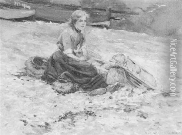 A Fishergirl Oil Painting - William Bradley Lamond