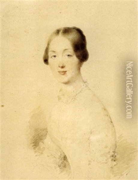 Portrait De Jeune Femme Oil Painting - Jean-Baptiste Isabey