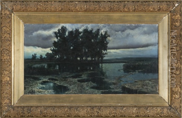 Laguna Pontina Oil Painting - Nicolas Raurich Y Petre