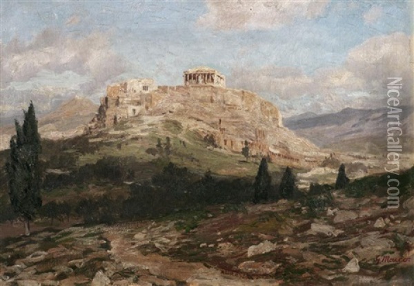 Blick Auf Die Akropolis Oil Painting - Georg Macco