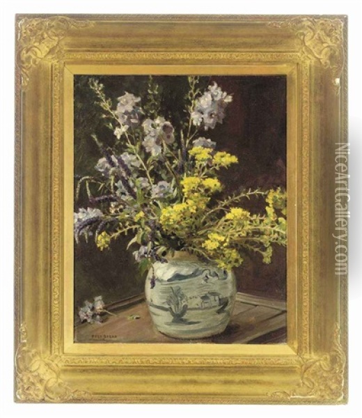 Summer Flowers In A Chinese Vase Oil Painting - Frederick Stead