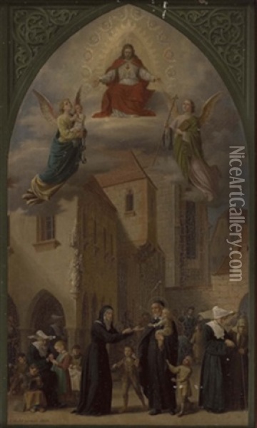 Verherrlichung Des Hl.vincenz Von Paul (1581 - 1660) Und Der Vinzentinerinnen, Die Sich Der Waisenkinder Annehmen Oil Painting - Josef Gold