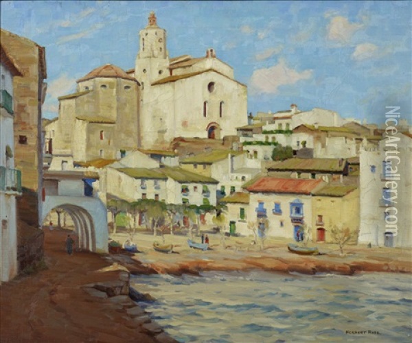 Casagues, Water Front, Spain Oil Painting - Herbert Rose