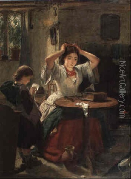 The Rustic Toilet Oil Painting - Thomas Faed