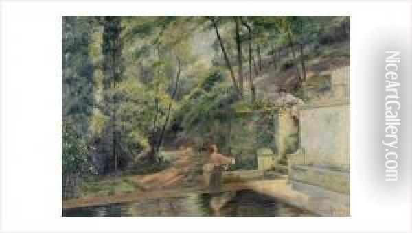 Femmes Au Lavoir Oil Painting - Waldemar Knut Gustaf Tode