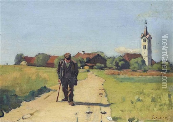 Bauer Auf Der Landstrasse Oil Painting - Ferdinand Hodler