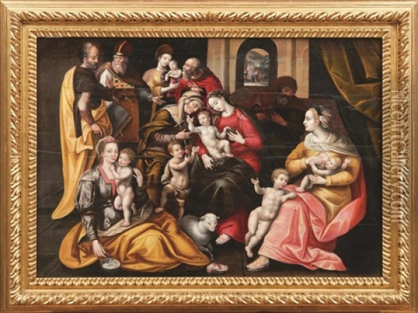Die Heilige Sippe Oil Painting - Marten de Vos