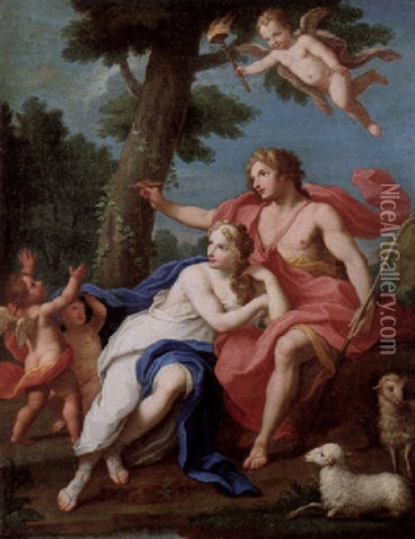 Medoro Und Angelica Oil Painting - Jacopo Amigoni
