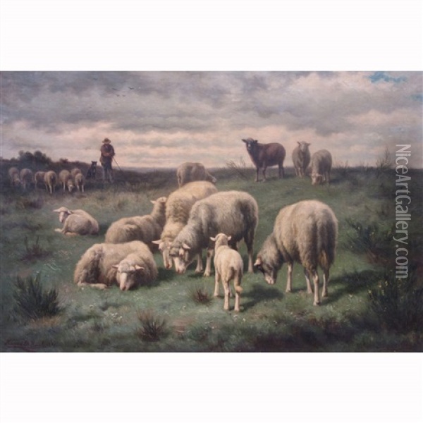 Sheep Grazing Oil Painting - Henri De Beul