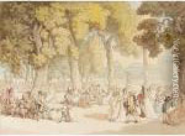 The Tuileries Gardens, Paris Oil Painting - Thomas Rowlandson