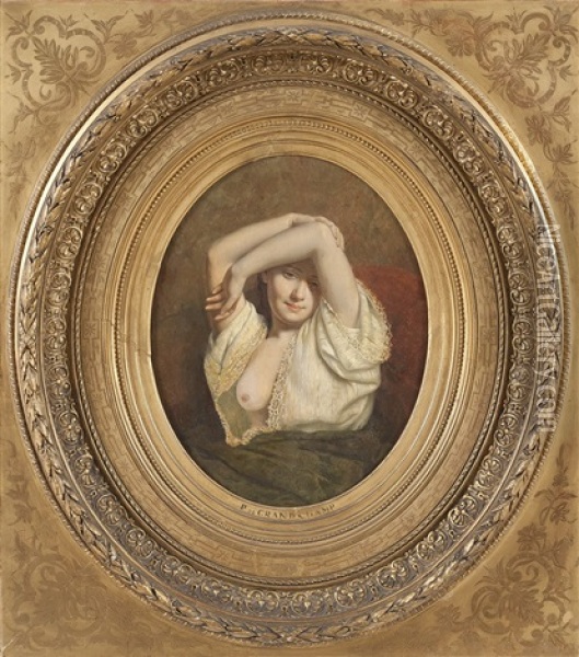 Portrait Einer Jungen Dame Als Halbakt Oil Painting - Louis Emile Pinel De Grandchamp