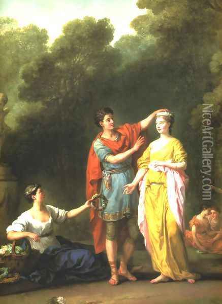 Lover Crowning His Mistress Oil Painting - Joseph-Marie Vien