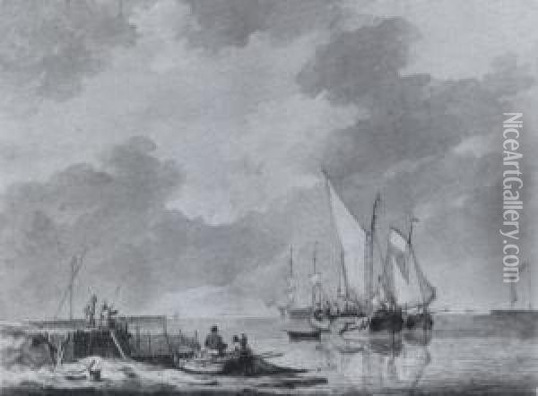 Fischerboote Im Hafen Oil Painting - Petrus Jan Schotel