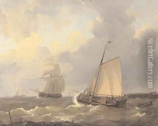 Setting out on choppy water Oil Painting - Petrus Jan Schotel