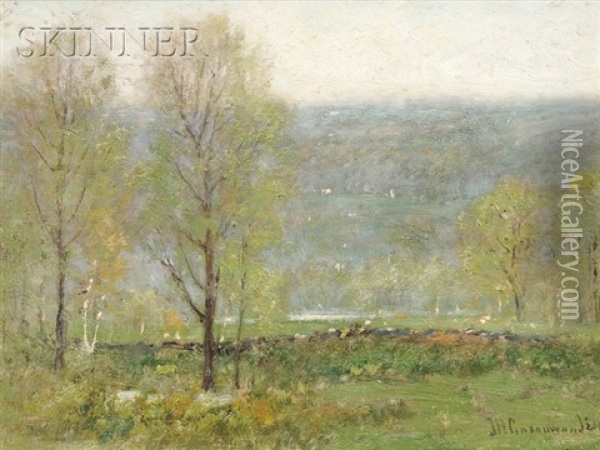 Spring In The Hills (+ Autumn Landscape, Verso) Oil Painting - Joseph H. Greenwood