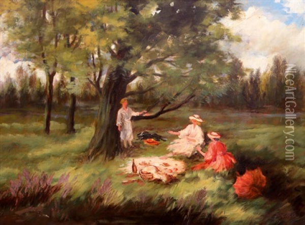 Snidane V Trave - Piknik Oil Painting - Viktor Rolin