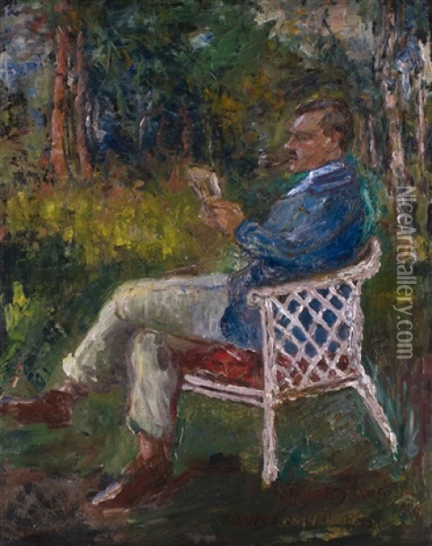 Der Maler Wilhelm Trubner In Einem Gartenstuhl Oil Painting - Lovis Corinth