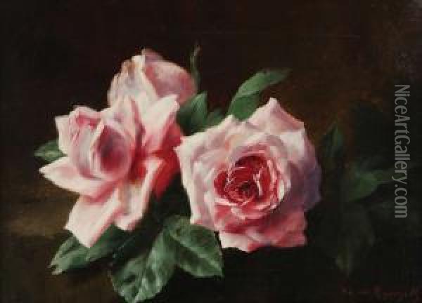 'les Deux Roses' Oil Painting - Edward Van Rijswijck