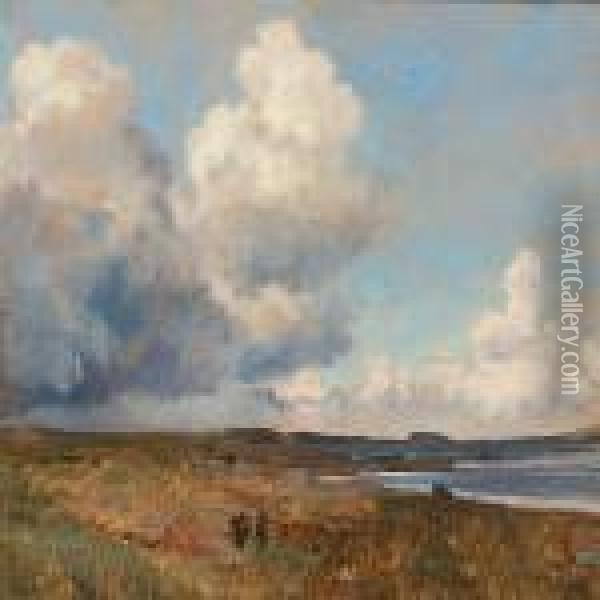 Stranden Ved Helgenaes Oil Painting - Janus Andreas La Cour
