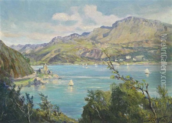 View Of Afon Mawddach, Barmouth, Wales Oil Painting - Robert Fowler