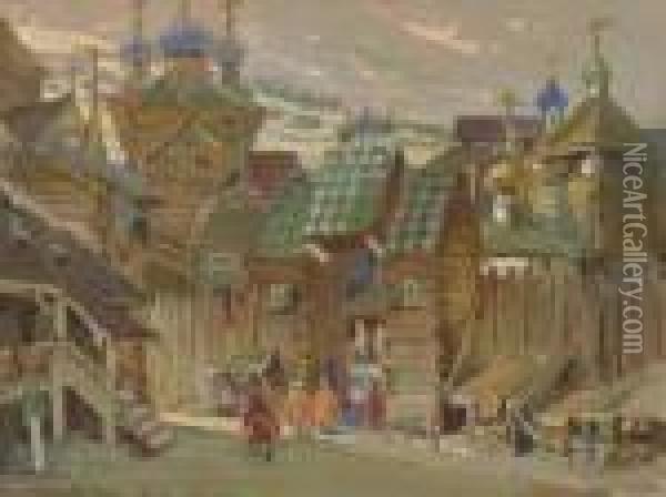 A Stage Design For Prince Igor Oil Painting - Constantin Alexandr. Westchiloff