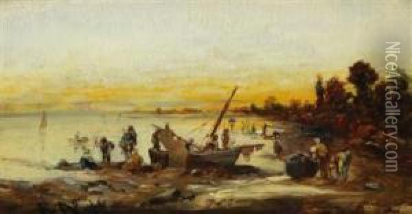 Italienische Fischer Am Ufer Oil Painting - Robert Alott