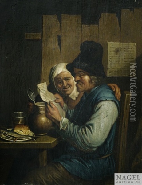 Bauernpaar In Der Wirtsstube Oil Painting - Matheus van Helmont