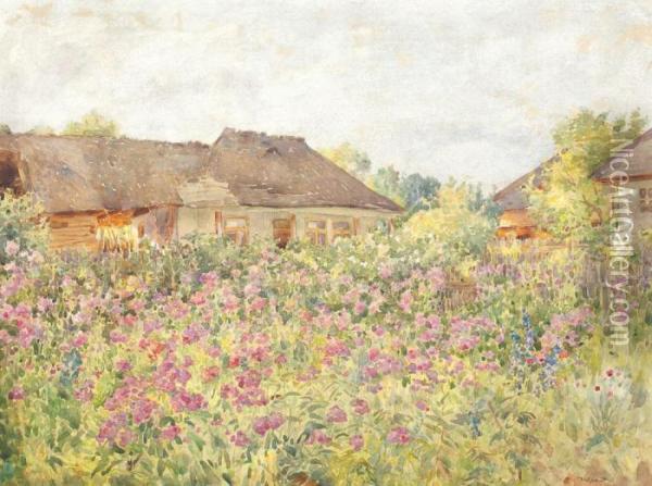 Camp Cu Flori Oil Painting - Nicolae Grant