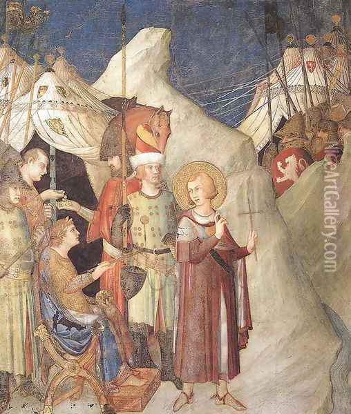 Saint Martin Renouncing the Sword 1321 Oil Painting - Simone Martini