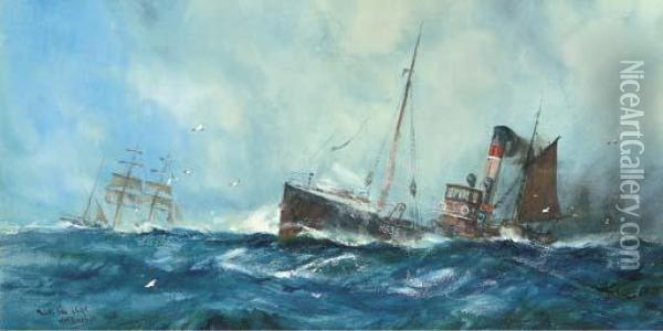 North Sea Ships Oil Painting - William Minshall Birchall