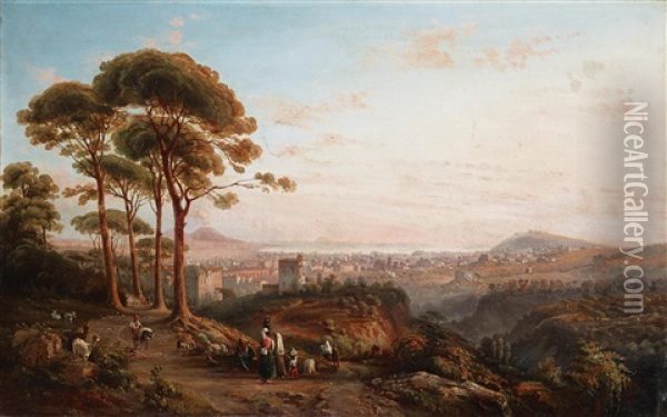 View Of Naples As Seen From La Conocchia Oil Painting - Giacinto Gigante