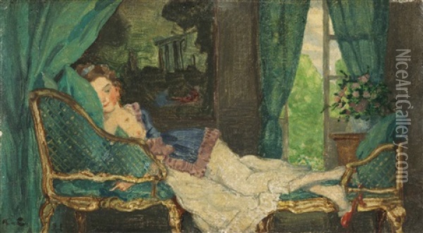 Daydreaming Oil Painting - Konstantin Andreevich Somov