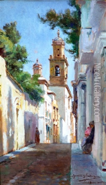Callecita De Sevilla Oil Painting - Manuel Garcia y Rodriguez