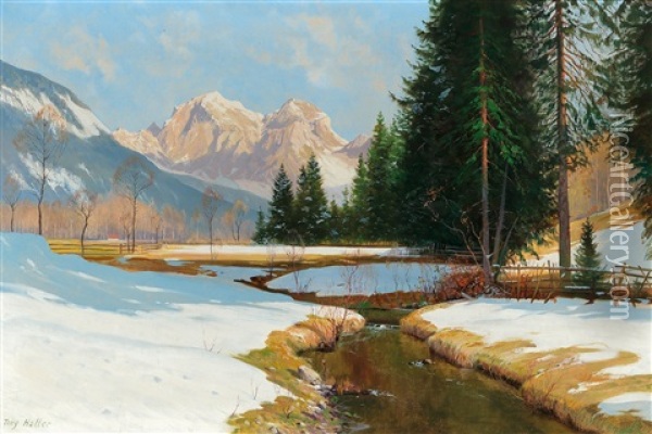 Salzburger Alps - View Of The Hoher Goll Oil Painting - Hans Sterbik