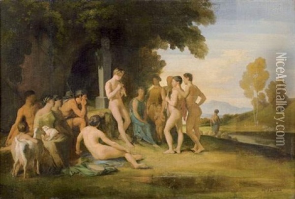 Les Bergers De Virgile Oil Painting - Hippolyte Jean Flandrin
