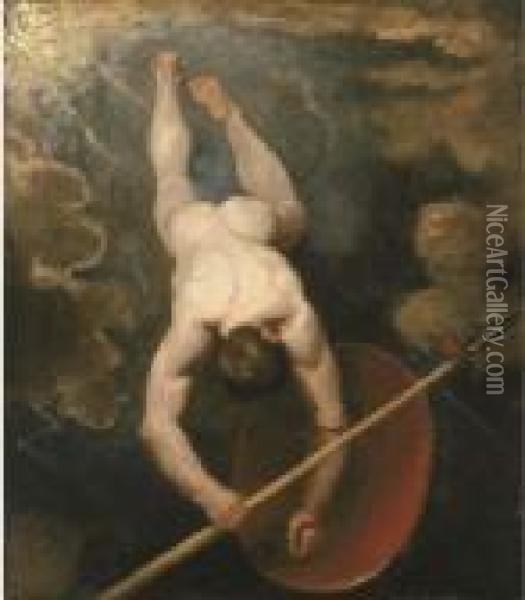 Manlius Hurled From The Rock Oil Painting - William Etty