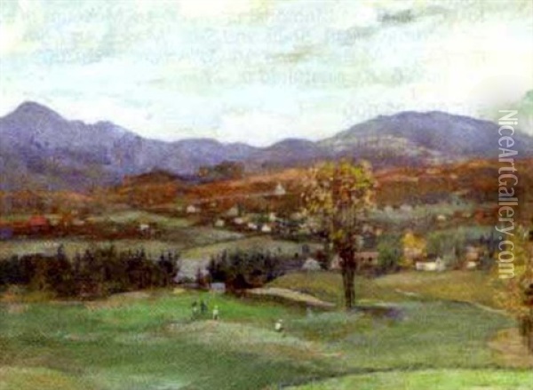 View From The Lake Placid Club Golf Course Oil Painting - Paul Bernard King
