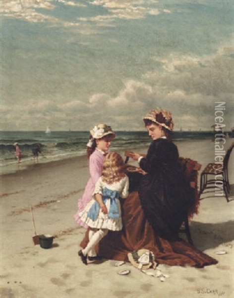 At The Seashore Oil Painting - Samuel S. Carr