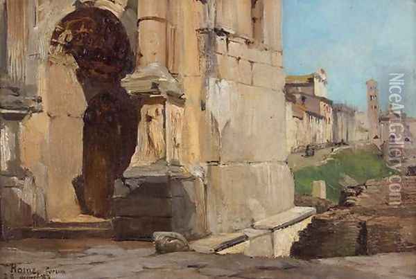 Le forum romain et lArc de Triomphe de Septime Severe, 1883 Oil Painting - Albert Pierre Rene Maignan