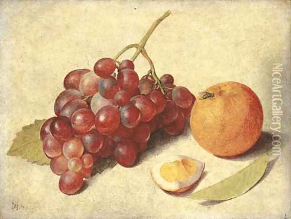 A bunch of grapes on the vine Oil Painting - Jacob van Hulsdonck