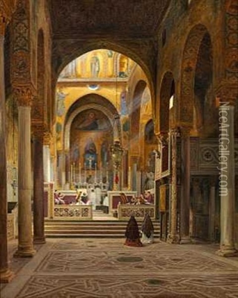 St. Roger's Kapel I Palermo (capella Palatina) Oil Painting - Martinus Christian Wesseltoft Rorbye